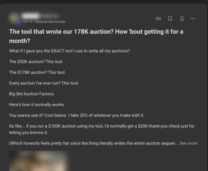 Marcus Anderson's post about the tool behind his $178K auction